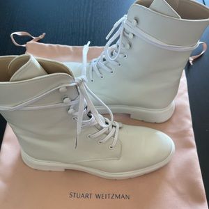 Stuart Weitzman White Mckenzee Combat Boot - image 1